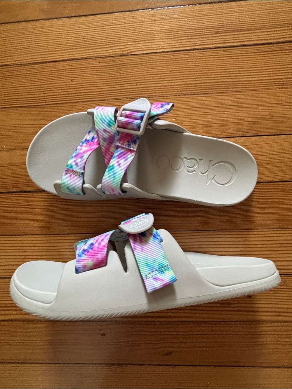Chaco Chillos Slides Tie-Dye Strap Sandals - White Size 9 - Picture 6 of 7